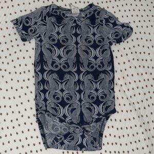 Kate Quinn Seahorse Wave Bamboo Lap Neck Onesie 3-6